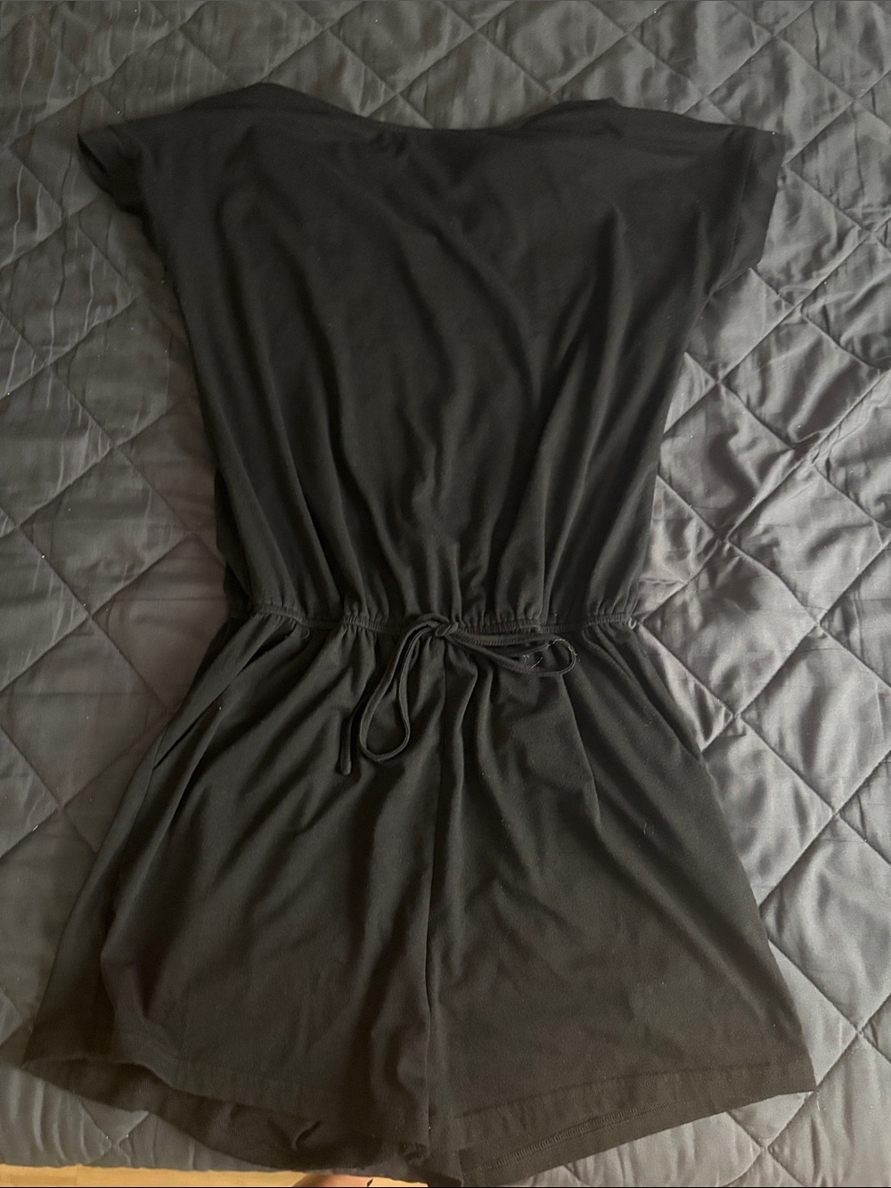 Black Drawstring Waist Romper
